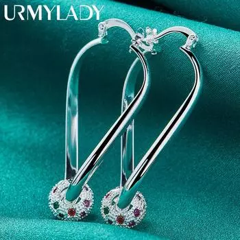 Серьги из стерлингового серебра 925 пробы с шариками и разноцветными цирконами для женщин, очаровательные модные украшения ME238