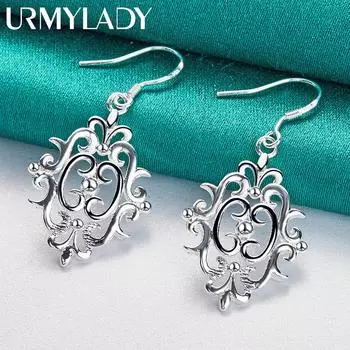 Серьги из стерлингового серебра 925 пробы с полыми цветками для женщин, модные очаровательные ювелирные изделия ME104