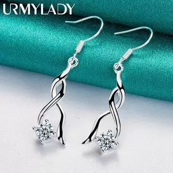 Серьги из стерлингового серебра 925 пробы с цирконом для женщин, модные очаровательные ювелирные изделия ME092