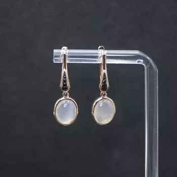 Серьги из стерлингового серебра 925 пробы с натуральным белым лунным камнем овальной огранки 8*10 мм, драгоценные украшения для женщин, повседневная одежда, хороший подарок маме, жене M белый