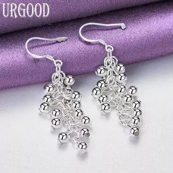 Серьги из стерлингового серебра 925 пробы с виноградными бусинами, подарочные модные украшения 1.20*3.50cm