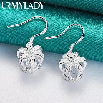 Серьги из стерлингового серебра 925 пробы с короной и цирконием, модные очаровательные ювелирные изделия ME009