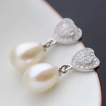 Серьги из стерлингового серебра 925 пробы, инкрустированные вручную натуральным жемчугом