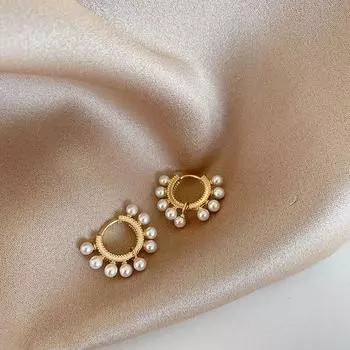 Серьги из стерлингового серебра 925 пробы с геометрическим кругом и жемчужными серьгами ручной работы Женские украшения серебряный