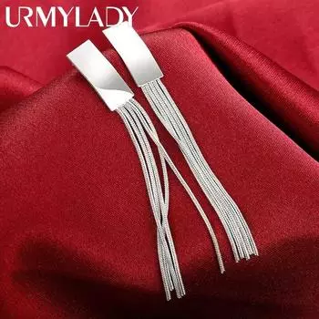 Серьги из стерлингового серебра 925 пробы, темпераментные женские серьги-гвоздики с кисточками для творчества, универсальные ювелирные изделия для рождественской улицы ME054