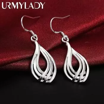 Серьги из стерлингового серебра 925 пробы, модные украшения, элегантные женские очаровательные серьги с волнистыми линиями, законодательницы моды на Рождество ME055
