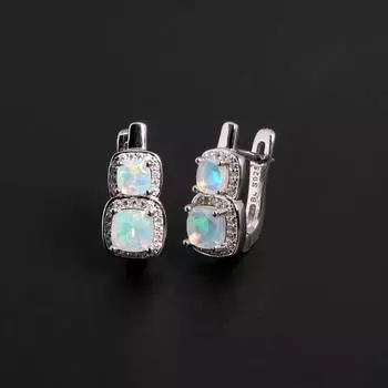 Серьги из стерлингового серебра 925 пробы с опалом и натуральными драгоценными камнями огранки «подушка», изысканные украшения для женщин, вечерние, свидания, фестиваль, подарок m серебряный