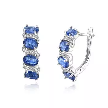 Серьги из стерлингового серебра 925 пробы, 5,6 карата, натуральный синий кианит, драгоценные камни, изысканные украшения для женщин, жены, мамы, хороший подарок в шкатулке для драгоценностей M синий