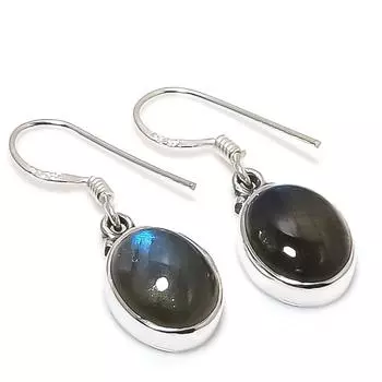 Серьги из стерлингового серебра 925 пробы с натуральным лабрадоритом 1,25 дюйма n9y31