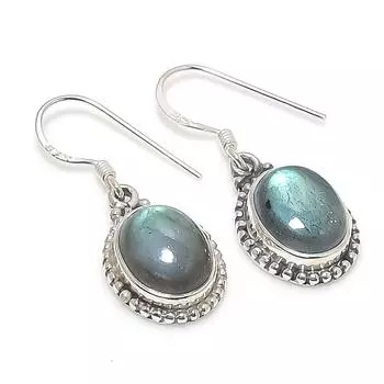 Серьги из стерлингового серебра 925 пробы с натуральным лабрадоритом 1,25 дюйма c6u02