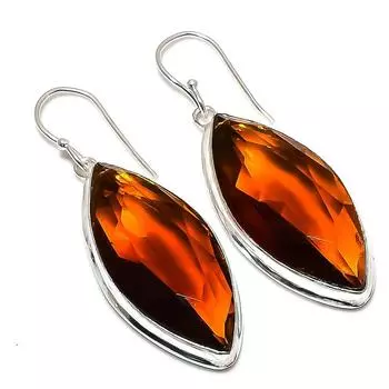 Серьги из стерлингового серебра 925 пробы с натуральным цитрином, ручная работа, 2,25 дюйма c4B85