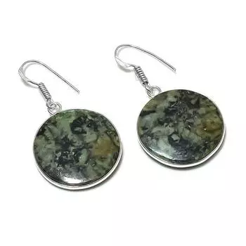 Серьги из стерлингового серебра 925 пробы с натуральным хризопразом 1,69 дюйма f0O76