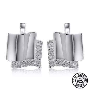 Серьги из стерлингового серебра 925 пробы в форме флага с прозрачным цирконием, серьги-клипсы с микро-паве для женщин, друзей, подарки, ювелирные украшения
