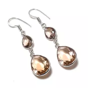 Серьги из стерлингового серебра 925 пробы с натуральным морганитом 2,25 дюйма Z5W32