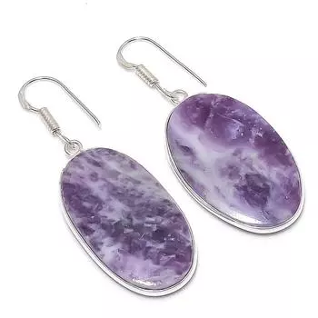 Серьги из стерлингового серебра 925 пробы с натуральным лепидолитом 2,05 дюйма U6j81