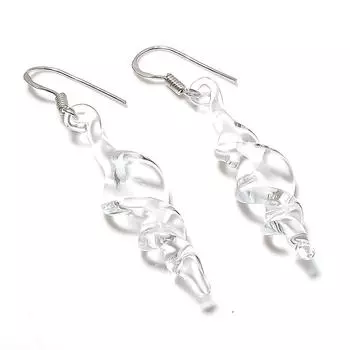 Серьги из стерлингового серебра 925 пробы с натуральным белым топазом 2,25 дюйма Q4c75