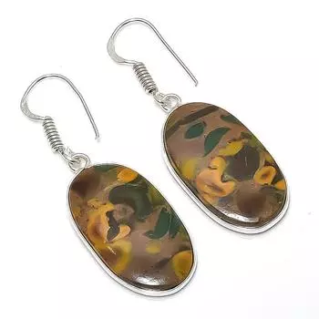 Серьги из стерлингового серебра 925 пробы с натуральным фруктовым яшмовым драгоценным камнем 1,77 дюйма i2k46