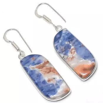 Серьги из стерлингового серебра 925 пробы с натуральным содалитом 1,93 дюйма d4j46