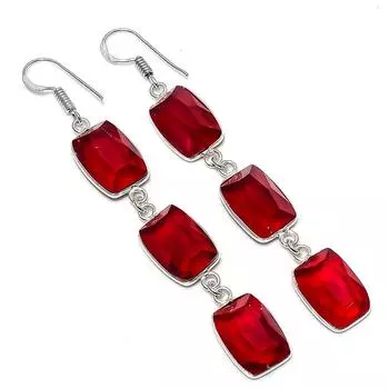 Серьги из стерлингового серебра 925 пробы с натуральным мозамбикским гранатом 3,07 дюйма f3s69