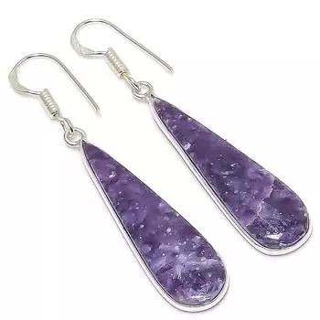 Серьги из стерлингового серебра 925 пробы с натуральным лепидолитом 2,17 дюйма S5W24