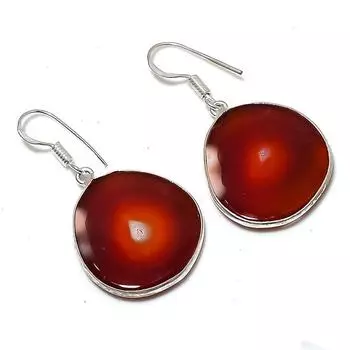 Серьги из стерлингового серебра 925 пробы с натуральным озерным агатом ручной работы 1,65 дюйма D4p97