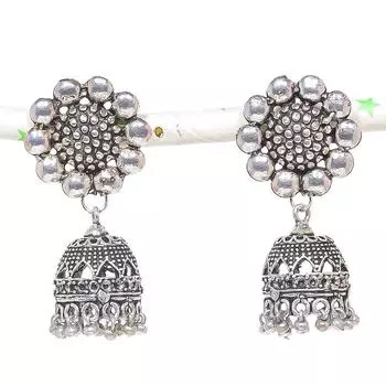 Серьги из стерлингового серебра 925 пробы с натуральным индийским драгоценным камнем Джумки размером 1,81 дюйма o1m54