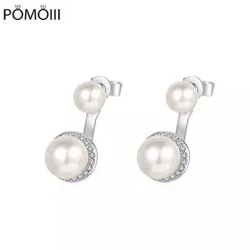 Серьги из стерлингового серебра 925 пробы с муассанитом и бриллиантами из натурального пресноводного жемчуга, съемные, пригодные для носки, модные серьги для вечеринки, коктейля, ужина, подарок 10-11mm