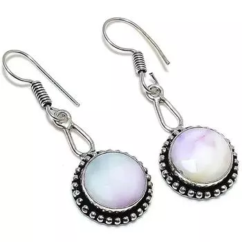 Серьги из стерлингового серебра 925 пробы с натуральным радужным солнечным кварцем 1,97 дюйма U6K30