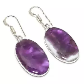 Серьги из стерлингового серебра 925 пробы с натуральным шалфеем и аметистом 1,77 дюйма g3r81