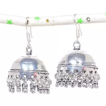 Серьги из стерлингового серебра 925 пробы с натуральным индийским драгоценным камнем Джумки размером 1,81 дюйма D7v19
