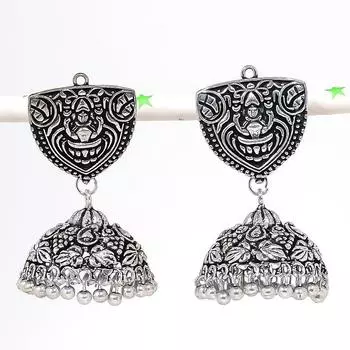 Серьги из стерлингового серебра 925 пробы с натуральным индийским камнем Jhumki 2,01 дюйма s7u41