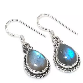 Серьги из стерлингового серебра 925 пробы с натуральным лабрадоритом 1,25 дюйма a2K61