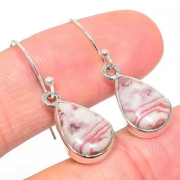Серьги из стерлингового серебра 925 пробы с натуральным драгоценным камнем Rosetta Jasper 1,25 дюйма v8s12
