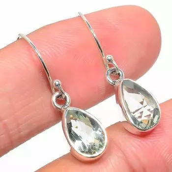 Серьги из стерлингового серебра 925 пробы с натуральным зеленым аметистом 1,25 дюйма i0b66