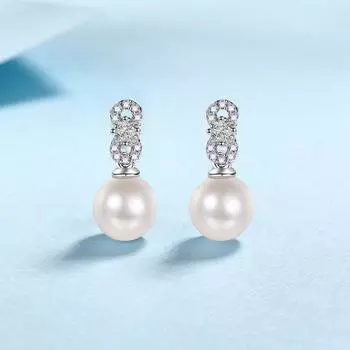 Серьги из стерлингового серебра 925 пробы, новые серьги с натуральным пресноводным жемчугом, женские серьги с микроинкрустацией из муассанита, высококачественные текстурированные серьги