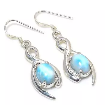 Серьги из стерлингового серебра 925 пробы с драгоценным камнем Natural Republic Larimar 1,75 дюйма n7h32