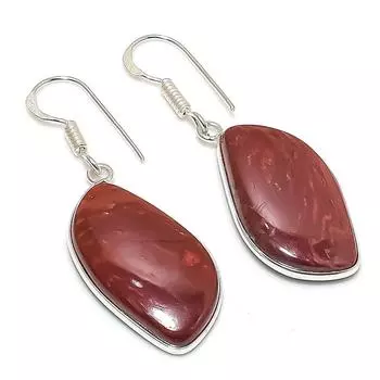 Серьги из стерлингового серебра 925 пробы с натуральным красным змеиным камнем 1,77 дюйма f1t70