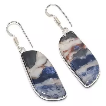 Серьги из стерлингового серебра 925 пробы с натуральным содалитом 2,01 дюйма k8t41