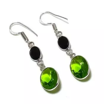 Серьги из стерлингового серебра 925 пробы с натуральным перидотом и шпинелью 1,97 дюйма I7I34