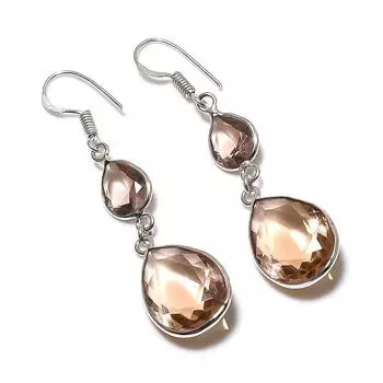 Серьги из стерлингового серебра 925 пробы с натуральным морганитом 2,25 дюйма w2U22