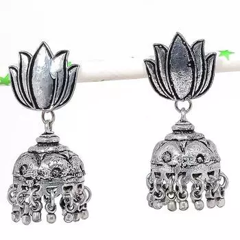 Серьги из стерлингового серебра 925 пробы с натуральным индийским драгоценным камнем Джумки размером 1,97 дюйма h8b33