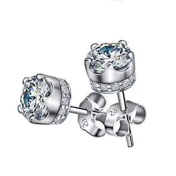 Серьги из стерлингового серебра 925 пробы, 7 мм, цирконовые фиолетовые серьги для девочек, очаровательные ювелирные изделия, рождественский подарок для вечеринки фиолетовый