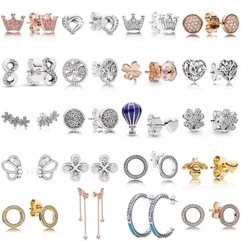 Серьги из стерлингового серебра 925 пробы с ослепительными каплями зачарованной короны, круглые серьги «Древо любви навсегда» для женщин, подарок «сделай сам», модные ювелирные изделия белый