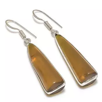 Серьги из стерлингового серебра 925 пробы с натуральным цитрином, ручная работа, 2,01 дюйма T8J38