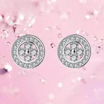 Серьги из стерлингового серебра 925 пробы с круглыми бриллиантами и клевером с бриллиантами, антиаллергенные серьги, корейские модные элегантные изящные серьги для женщин 925