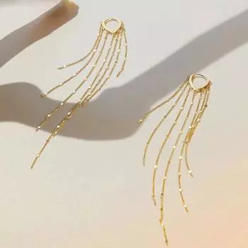 Серьги из стерлингового серебра 925 пробы с пайетками и кисточками Love Tassel, модные, простые, корейские, для похудения, длинные, модные, для ушей 925