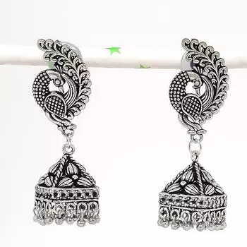 Серьги из стерлингового серебра 925 пробы с натуральным индийским драгоценным камнем Jhumki, размер 2,17 дюйма, Y9v68