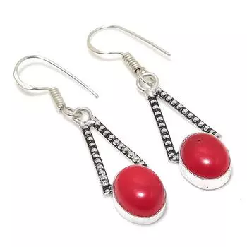 Серьги из стерлингового серебра 925 пробы с натуральным розовым халцедоном размером 1,81 дюйма U3A03