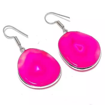 Серьги из стерлингового серебра 925 пробы с натуральным озерным агатом ручной работы 1,81 дюйма K0i96