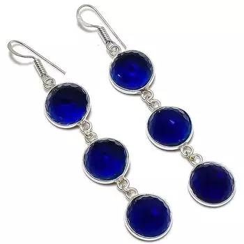 Серьги из стерлингового серебра 925 пробы с натуральным лондонским голубым топазом 2,76 дюйма b4Z01